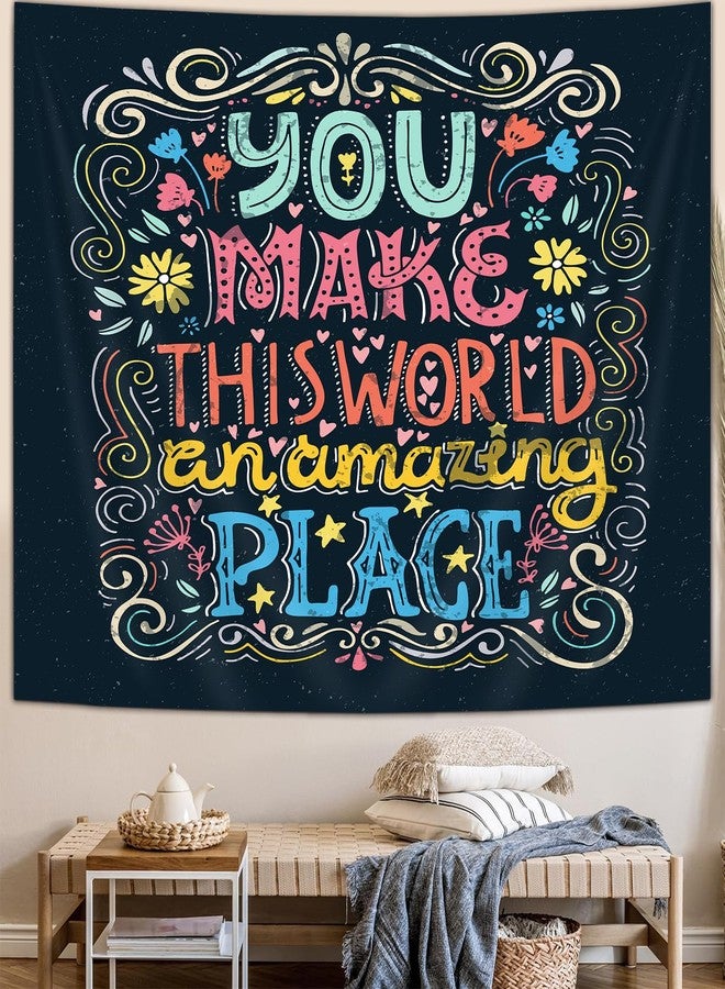 iTapnoom Inspirational Word Tapestry Wall Hanging for Teacher Students, You Make this World an Amazing Place Romantic Love Quote Design Wall Decor Tapestries for Classroom Office Dorm - Image 5